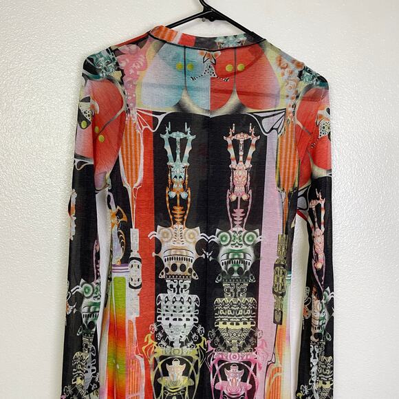 Skims Summer Mesh Long Sleeve Maxi dress 2X Womens Orchid Cabinet Sheer NWT - Picture 11 of 12